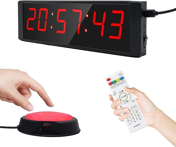 Large Stopwatch with Start/Stop Button, LED Digital Timer with Remote, Countdown Clock with Buzzer, Gym Clock for Home Gym, Interval Timer for Workout