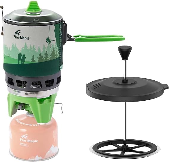 Fire-Maple "Fixed Star 3" Cooking System and Firemaple Star French Press Coffee Filter,