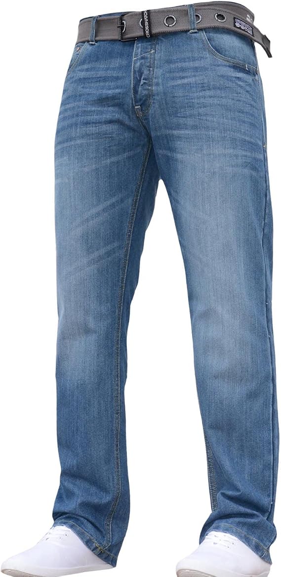 Mens 'Frinced' Classic Straight Leg Stretch Jeans Fashion Regular Fit Stylish Branded Denim by JeanBase