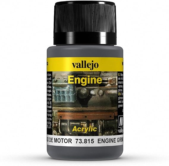 Vallejo - Engine Grime | Weathering FX Engine | Permanent Pigments and Water Based Acrylic Resins | Directly Applicable to the Base | for Miniatures, Scale Models & Dioramas | 40 ml. (1.35 fl.oz.)