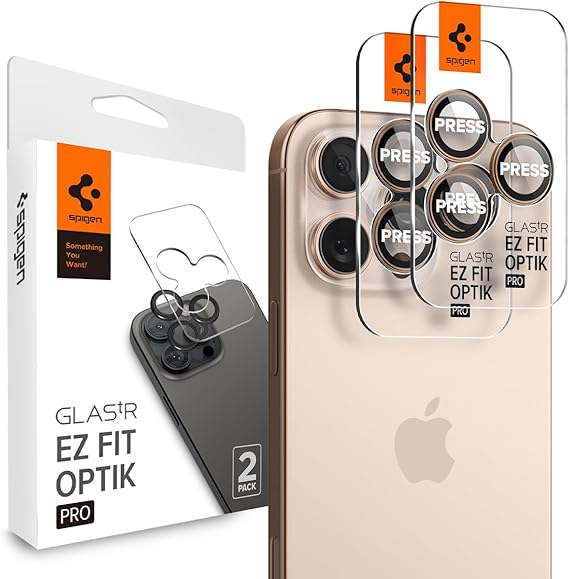 Spigen iPhone 17 Pro/Pro Max / 16 Pro/16 Pro Max / 15 Pro/15 Pro Max ile Uyumlu Kamera Lens Koruyucu Cam Kolay Kurulum Glas.tR EZ Fit Optik Pro (2 Adet) Desert Titanium - AGL08862