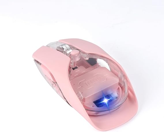 Wireless Bluetooth Mouse,Rechargeable BT & 2.4G Dual Mode Transparent Magnetic Shell Design Portable Optical Mouse with 5Adjustable Resolution,7 RGB Light Gaming Mice for Laptop/PC/Tablet/MacBook-pink