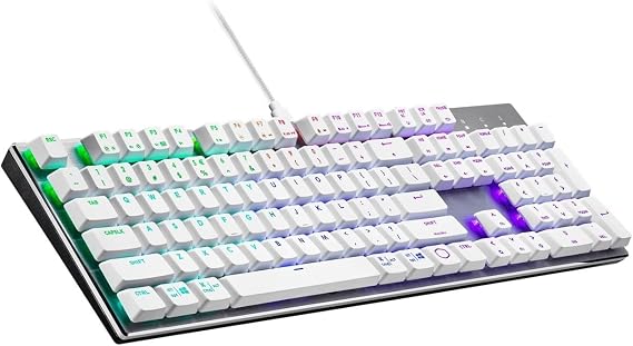 Cooler Master SK652 Silver/White Full Mechanical Low Profile Gaming Keyboard, Linear Red Switches, Customizable RGB, Ergonomic Design, USB-C Connectivity, Mac/Windows, QWERTY (SK-652-SKTR1-US)