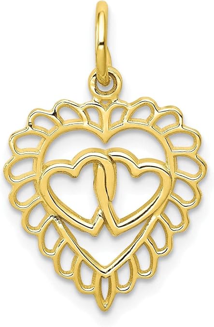 Bijou Solid 10k Yellow Gold Heart with Hearts Pendant