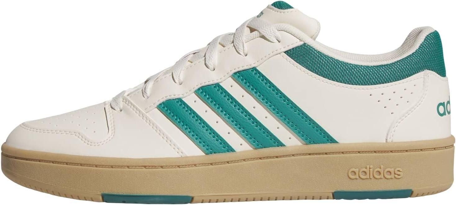adidas Men's Hoops Classic Basketball Shoe, Wonder White/Equipment Green/Gum, 11.5