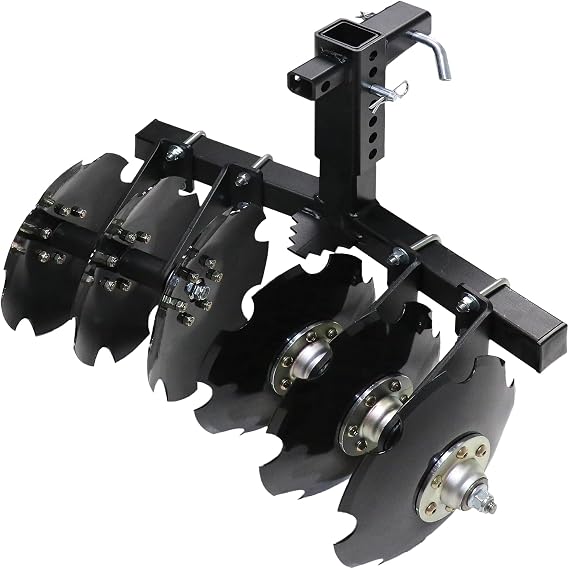 Big Buck 28" Cut Width ATV/UTV Disc Plow Harrow with Universal 2" Receiver Mount, Cultivates 1 to 2 Acres