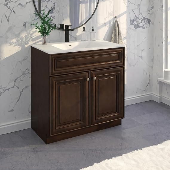 Bathroom Vanity Sink Base Ready-to-Assemble Bathroom Cabinet 24"/30'/36" Width (Vanity Base in Maple Walnut, 36 inch)