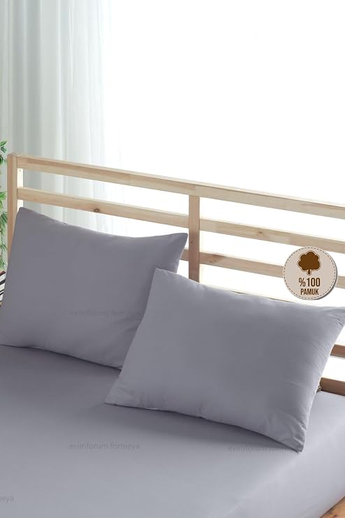 Formeya Ranforce%100 Pamuk Yastık Kılıfı 2 Adet 50 * 70 Kapaklı, Gri