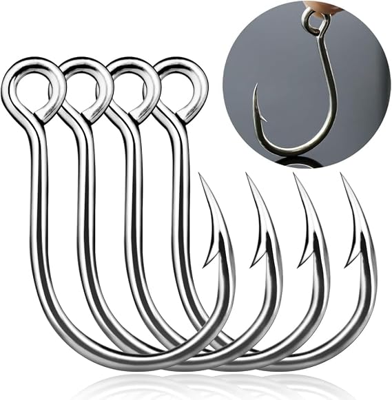 9KM DWLIFE 25Pcs Inline Single Hooks Replacement Fish Hooks for Lures Bait