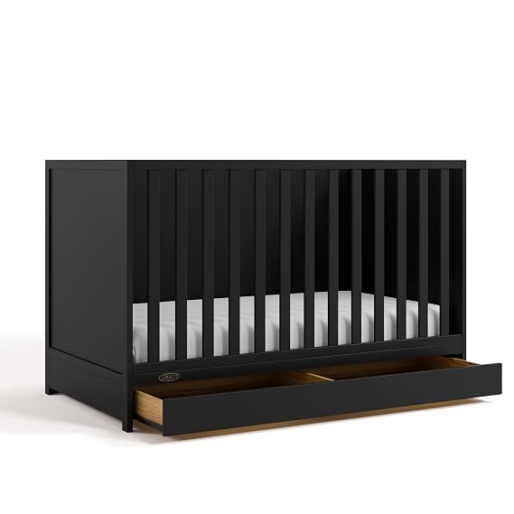 Graco Theo 3-in-1 Convertible Crib with Storage Drawer, Black