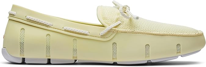 SWIMS Mens Loafers, Braided Lace Shoes for Men, Casual Beach Loafer, Comfortable Summer Shoe, Stylish Lightweight Walking Footwear, Quick Dry Breathable Eco Friendly Footbed (Yellow/White,9)