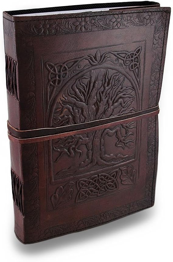 Leather Journal Diary Embossed Large Tree Notebook for Writing Leather Diary Handmade Leather Journal Gbag (T)