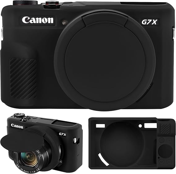 Camera Case for Canon Powershot G7 X Mark II Digital Camera, Soft Silicone Protective Bag Removable Lens Cover, Silicone Cover Rubber Soft Camera Case, Black