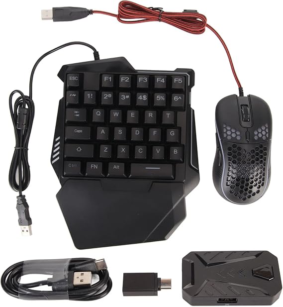 One-handed half gaming keyboard and mouse combo with keyboard and mouse converter, supports PS3, console, FPS, FTG games