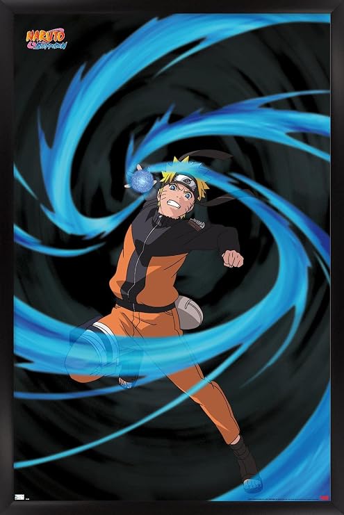 Trends International Naruto Shippuden - Naruto Uzumaki Wall Poster, 22.4L x 14.7W, Black Framed Version