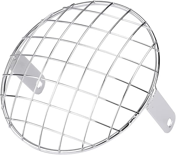 Motorcycle 7" Headlight Mesh Grill Side Mount Universal Cover Mask(chrome)