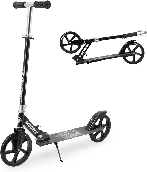Kick Scooter for Ages 6+, Kids, Teens & Adults. Max Load 240 LBS. 8IN Big Wheels for Kids, Teens & Adults 3 Adjustable Levels (Black)