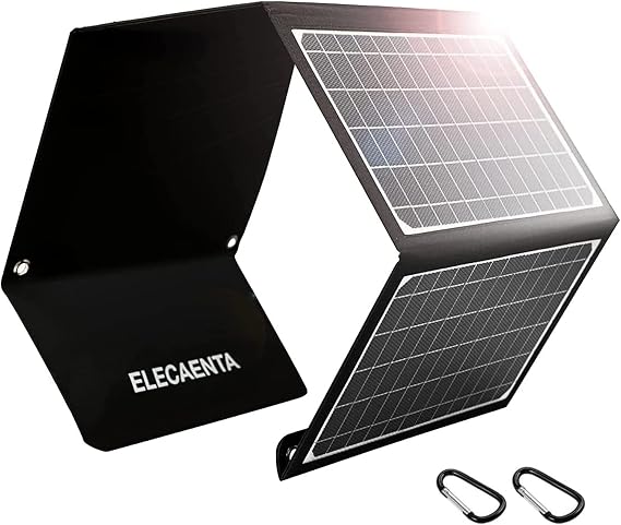 ELECAENTA 30W Portable Solar Panel, 18W USB C, QC3.0 &USB A, 25% Conversion