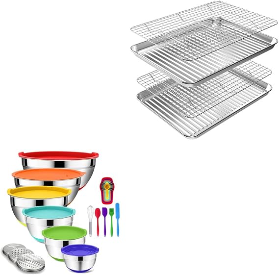 Rottay Quarter Sheet Pan Set + Mixing Bowls Set Multicolor