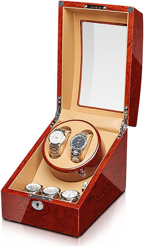 New Model Automatic Watch Winder 2+3 4+6 6+7 Windings Watch Winder Automatic Winding Watch Winding Machine Made in Japan Mabuchi Motor Design High-Grade Wooden Piano Finish Mirror Surface Finish