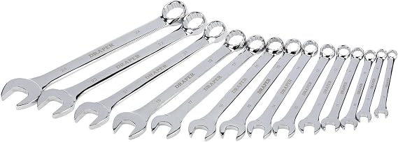 Draper 14 Piece HI-TORQ Combination Spanner Set - 34236 - Metric 8-24mm Chrome Plated Tool Kit