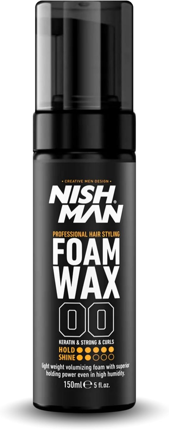 NISHMAN Foam Wax for Men 150 ml | Strong Effect | Maximum Hold | Superior Shine & Volume