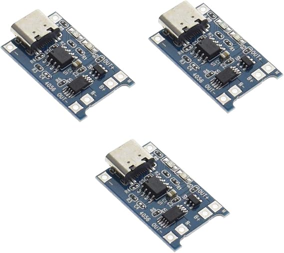 HiLetgo 3pcs TP4056 Type-c USB 5V 1A 18650 Lithium Battery Charger Module Charging Board with Dual Protection Functions