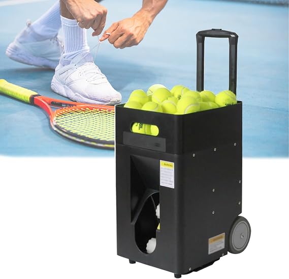 Tennis Ball Machine Automatic Tennis Ball Launcher for Training and Practice, Three-Position Adjustable Pull Rod, Remote Control and Mobile Phone Control