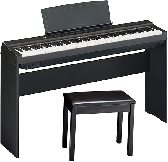 Yamaha P125 88-Key Weighted Digital Piano Home Bundle with Furniture Stand and Bench