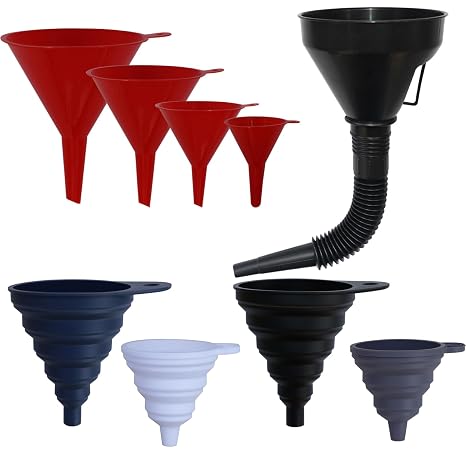KongNai Plastic Funnels 5 Pack & Silicone Funnels 4 Pack