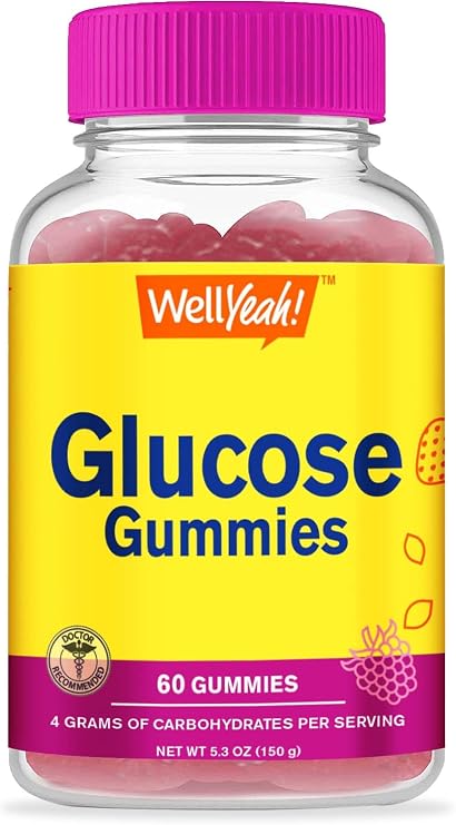 WellYeah Glucose Gummies - 4 Grams of Carbohydrates- Natural Sourced Flavors - Chewable Gummy for Men and Women, Non-GMO, Gluten Free - 60 Count