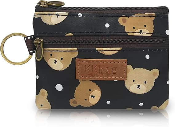 Coin Bag, Keyring Cute Coin Pouch for Women and Girls (black)