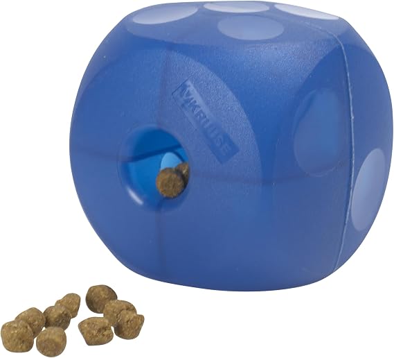 Kruuse Buster Soft Cube Mini, Blue Quiet Interactive Treat Dispensing Toy for Small Dogs Durable, Mentally Stimulating Puzzle Feeder for Slow Eating & Enrichment