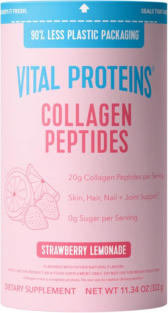 Vital Proteins Collagen Peptides Powder, Strawberry Lemonade, 11.34oz | Grass-Fed Collagen Peptides, Supports Hair Skin & Nails, Bones & Joints, Strawberry Lemonade Flavor, 14 Servings