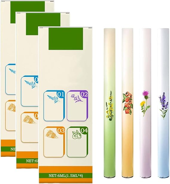4Pcs Herbal Diffuser Pen, Portable Aromatherapy Inhaler Stick, Dual-Action Herbal Purifier Pen, Plant-Based Vaporless Fum Inhaler for Cleanse, Breathing Aid & Oral Freshening (3Box)