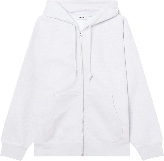 OBEY Men's Heavyweight, Zip Hood, Relaxed FIT, ASH Grey