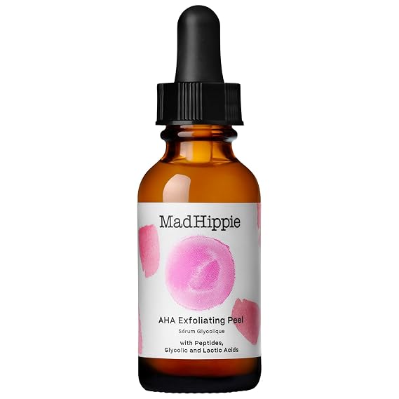 Mad Hippie AHA Exfoliating Peel Lactic & Glycolic Acid Peel, Goji Berry, Peptides, Hyaluronic Acid & Niacinamide, Discoloration Correcting Serum, Anti-Aging, 1.02 Oz