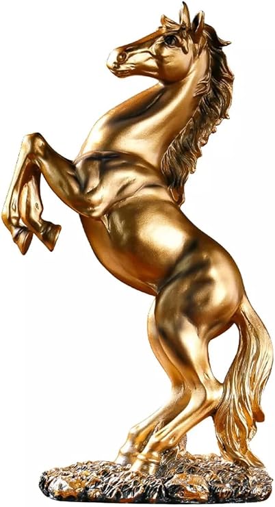 Art Figurine Animal Sculpture, Horse Home Decor, Resin Statues, Decor Figurine, Standing Horse, Modern Desk Decor, Home Accent Ornament, Furnishings Figurines Art, Crafts Accessories Crafts (Gold)
