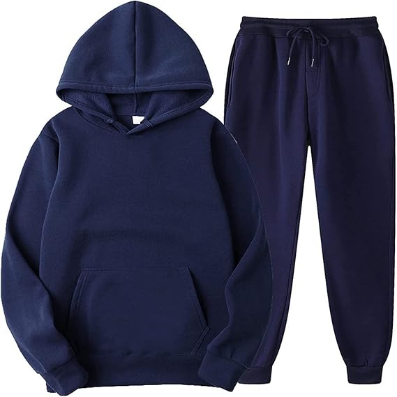 Two Piece Outfits Women and Men Plus Size Hoodies Sweatshirt 2PC Tracksuit with Jogger Sweatpants Basic Sweatsuit Sets