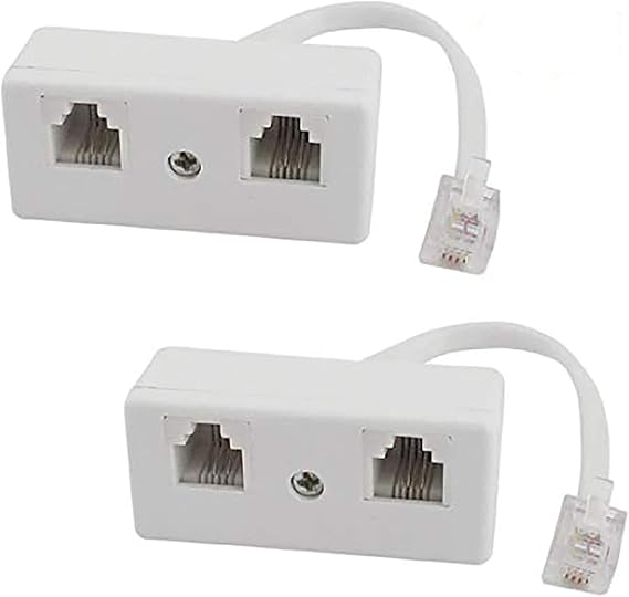 2 PACK RJ11 6P4C Telephone Splitter 2 Way Female to Male Adapter Converter Line Cables Telephone Plug to RJ11 Separator Connector For Landline
