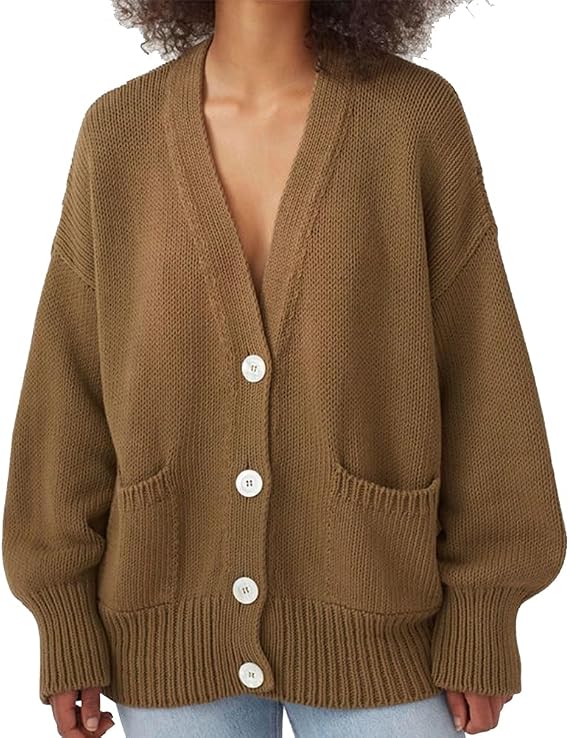 Women's Cardigan Sweaters Button Down Open Front Oversized Sweater Knit Outerwear