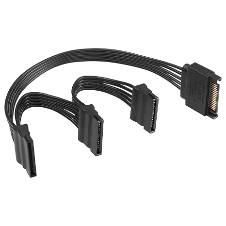 SinLoon 15 Pin SATA Power Splitter Adapter Cable - 1 to 3 SATA Serial Cord for HDD, SSD, Optical Drives (1Male to 3 Female)