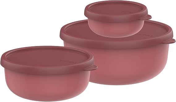 Mepal - Mikrowellengeschirr set 3-teilig Lumina - Frischhaltedosen mit Deckel für Kühlschrank Gefrierschrank Dampfgarer & Mikrowelle - Aufbewahrungsbox - 250 + 750 + 1500 ml - Vivid mauve