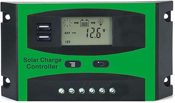 Solar Charge Controller 12V/24V PWM Solar Panel Charge Controller with LCD Display - Auto Regulator, USB Port for Solar Panel Systems(10A)