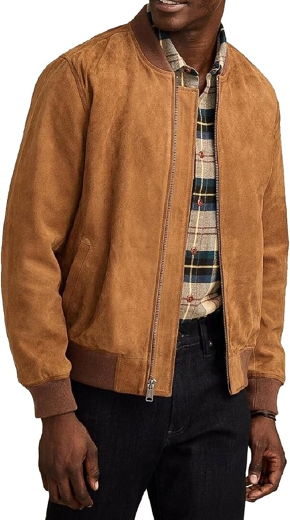 Leather Suede Jacket for Men Premium Casual Varsity Jacket Baseball Lightweight Suede Bomber Leather Jacket For Men