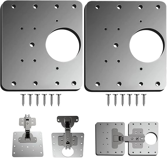 Hinge Repair Plate,2 PCS Cabinet Hinge Repair Brackets,Kitchen Cupboard Door Hinge Repair Plate Kit with Hole, Stainless Steel Flat Fixing Brace Brackets with Screw (2)