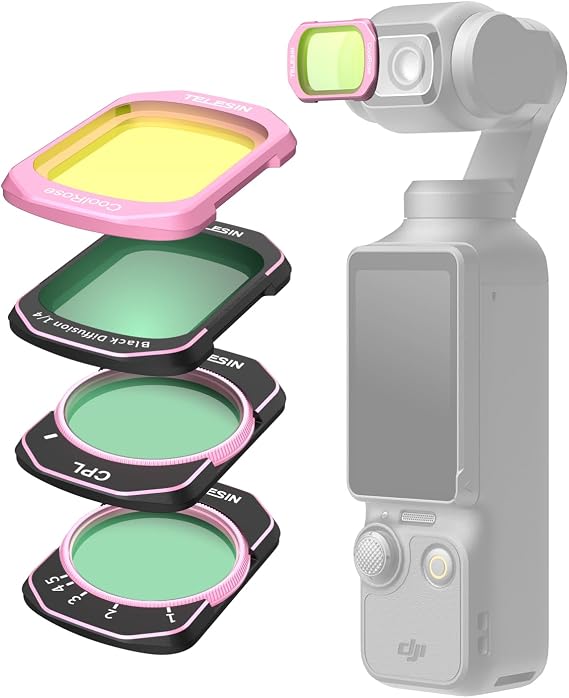 Telesin Osmo Pocket 3/4 Uyumlu ND Filtre Seti (VND + 1/4 Black Mist + Cool Rose + CPL)