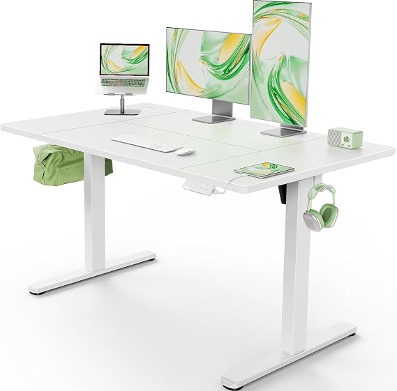 Marsail Electric Standing Desk 160 x 80 cm, Height Adjustable Sit Stand Desk with USB-A Charging Port, 4 Memory Presets, Stable Lift System, Cable Management, Storage Hooks, Supports up to 80 kg