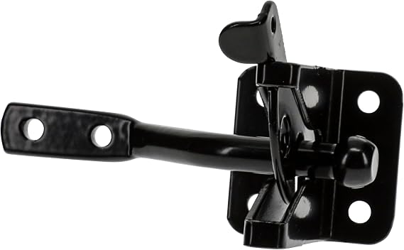 National Hardware Automatic Gate Latch, 4 in Strike, Steel, Black