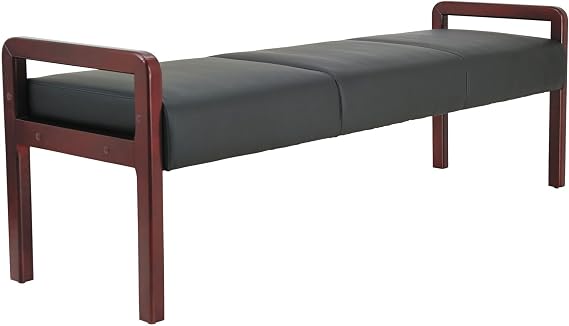 Alera ALE Reception Lounge WL Series Bench, 65 3/4 x 22 1/4 x 22 7/8, Black/Mahogany